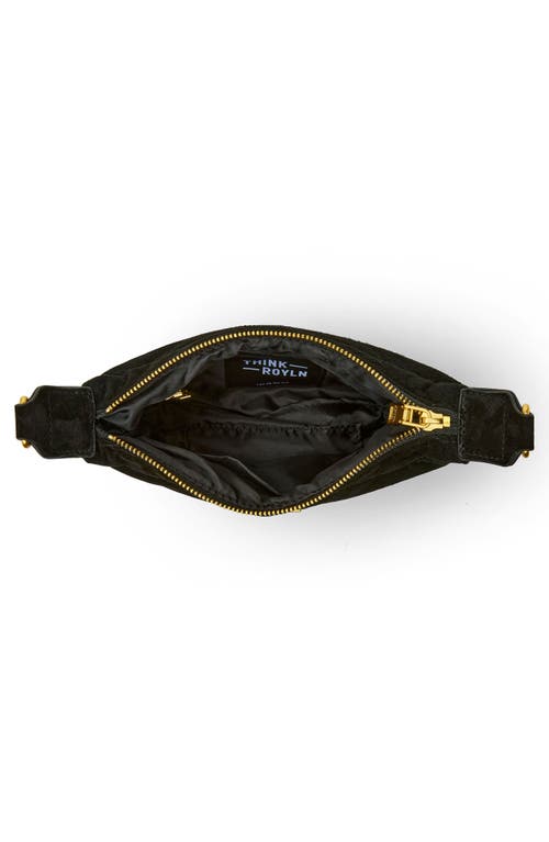 Think Royln Quilted Mini Moon Crossbody Bag In Black