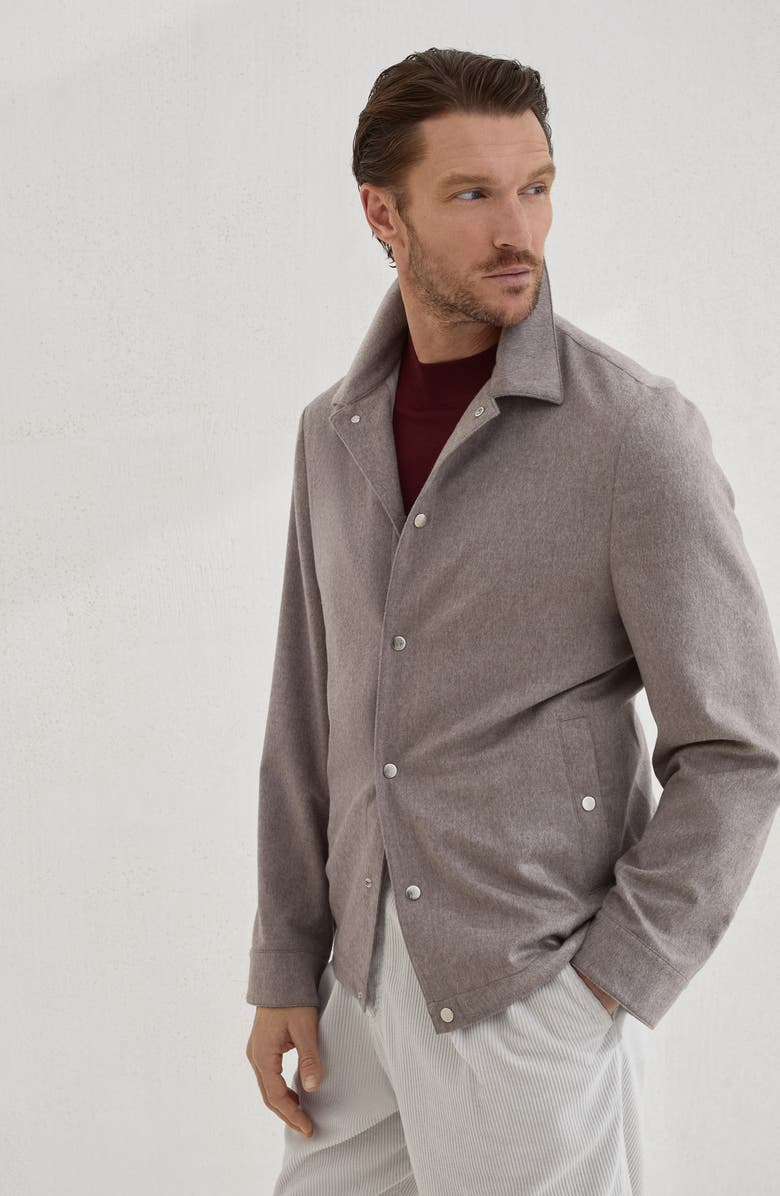 Brunello Cucinelli Shirt-style outerwear jacket, Alternate, color, Bark