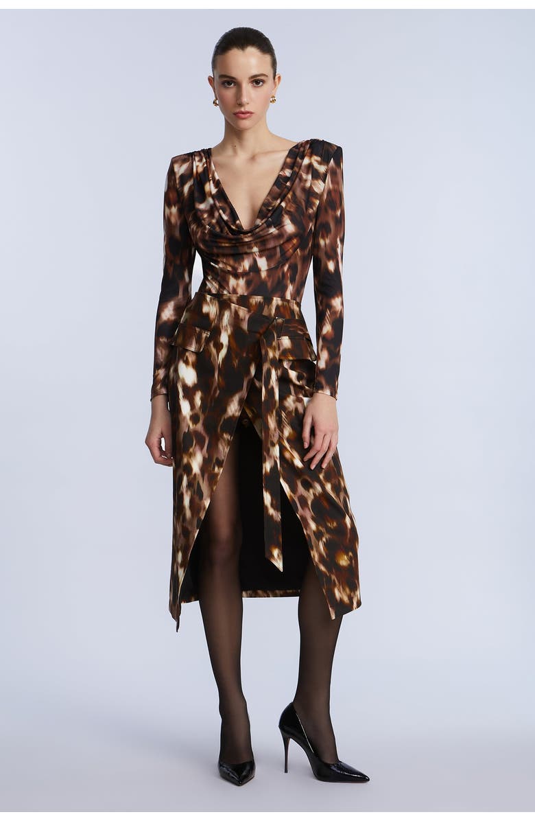 BCBGMAXAZRIA Printed Bodysuit, Alternate, color, Leopard Desert Palm Print