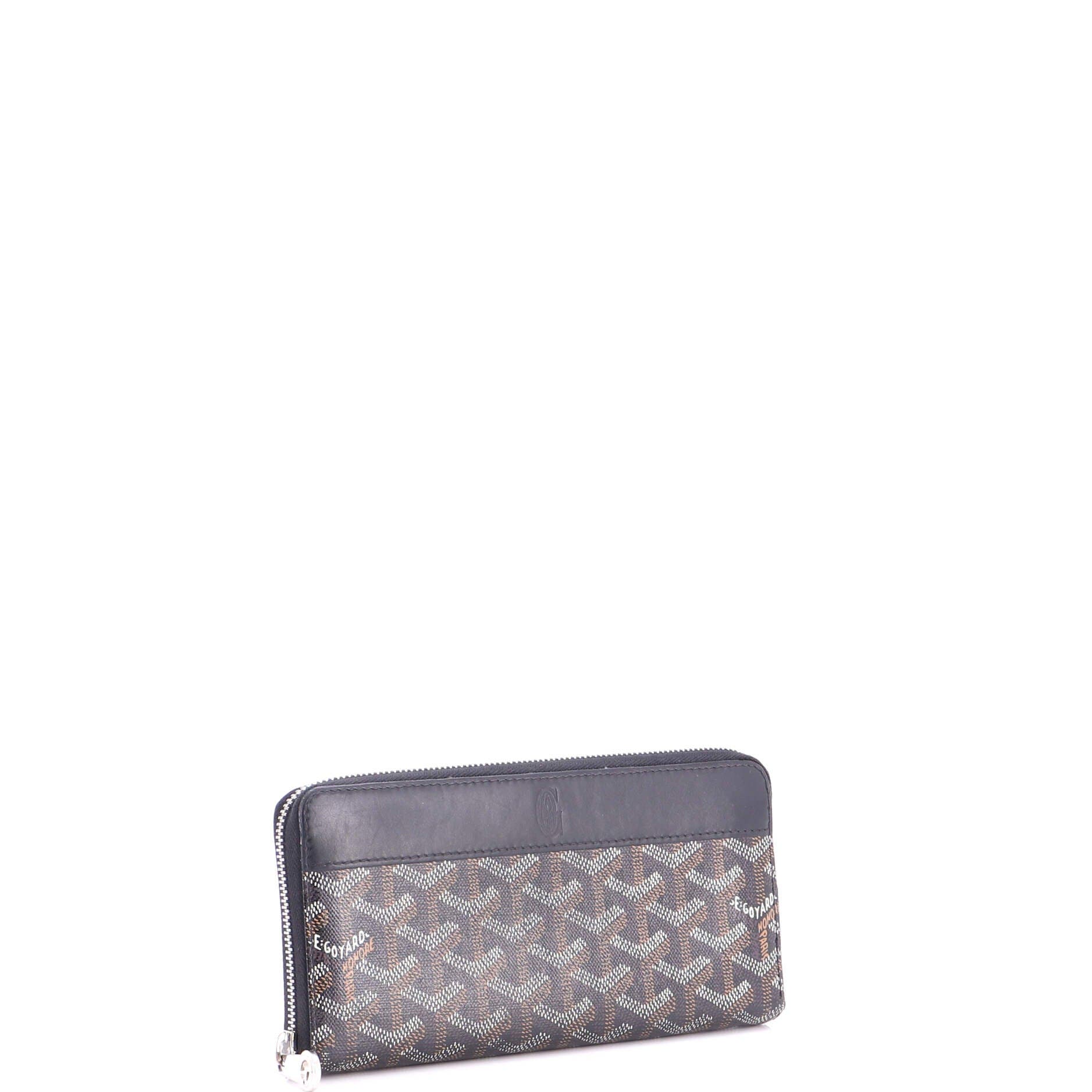 Matignon Zip Wallet Coated Canvas with Leather, Alternate, color, Black
