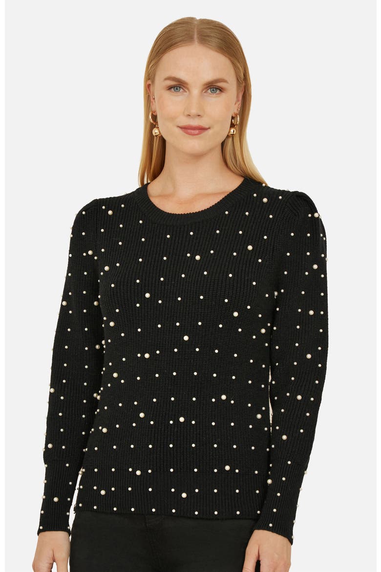 All Over Bead Knitted Jumper, Main, color, Black