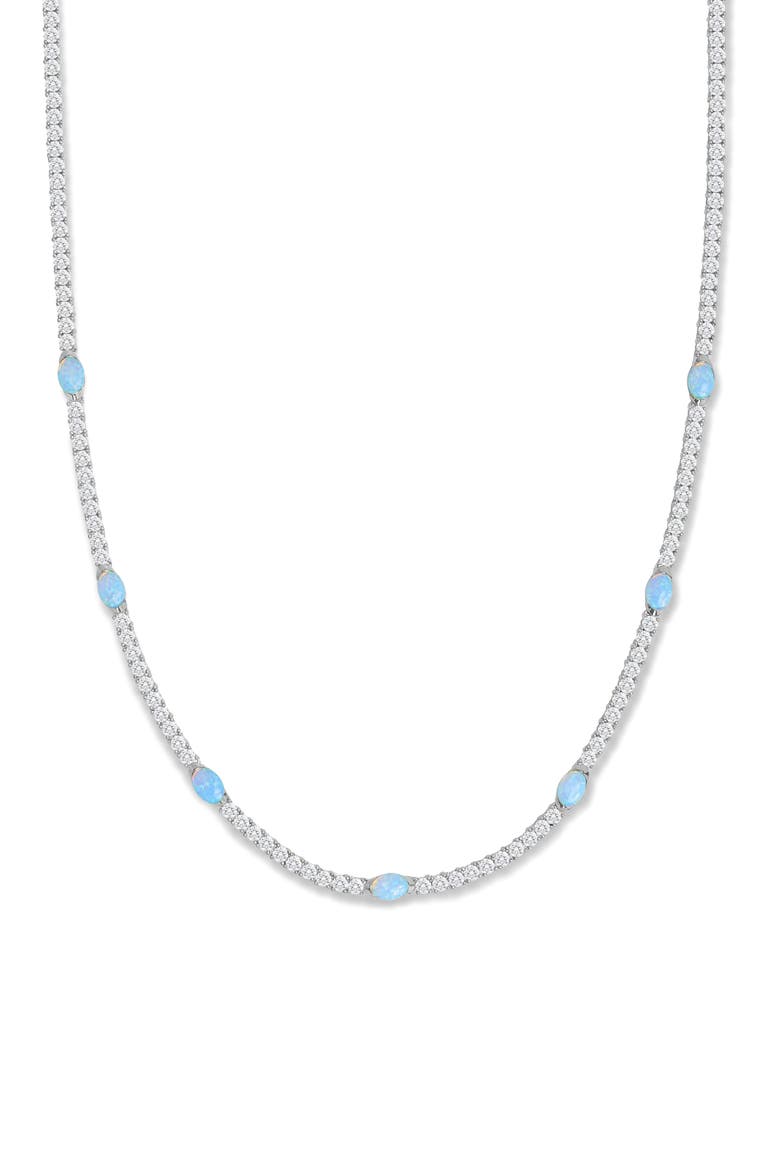 The Maven Simulated Opal Tennis Necklace, Main, color, SILVER-BLUE OPAL