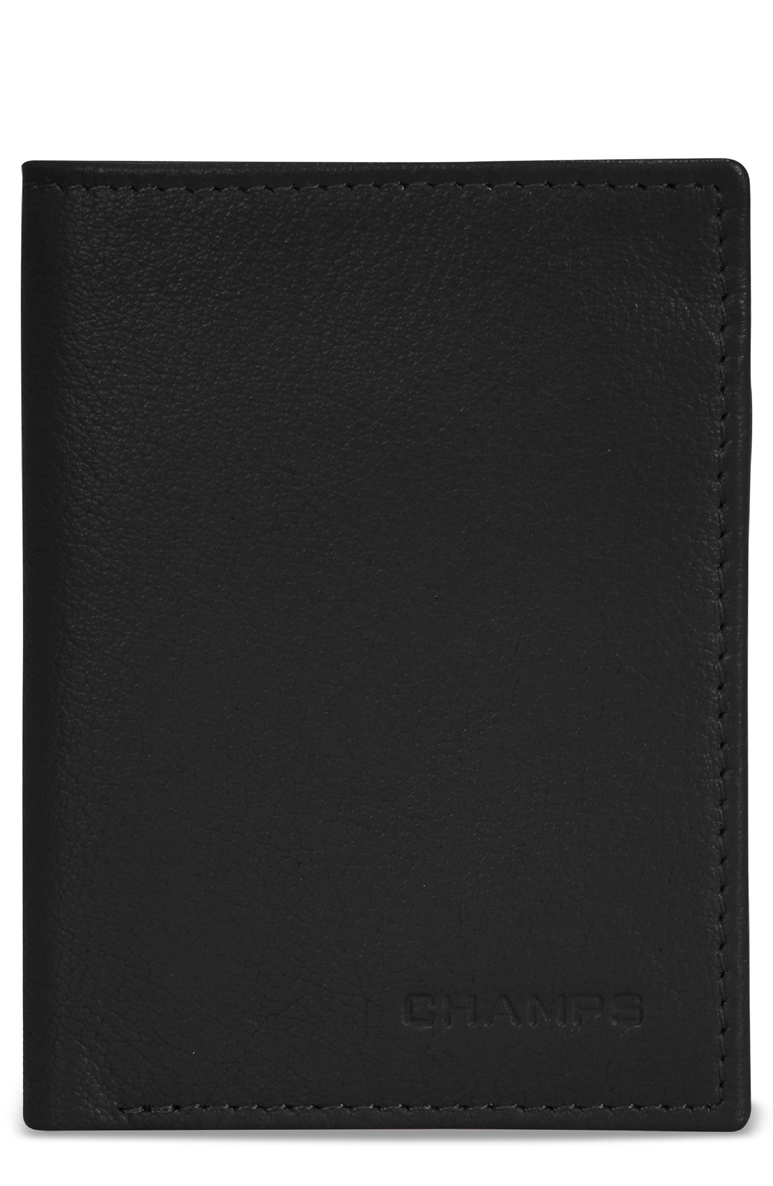 CHAMPS Onyx Leather RFID Vertical Slim Wallet
