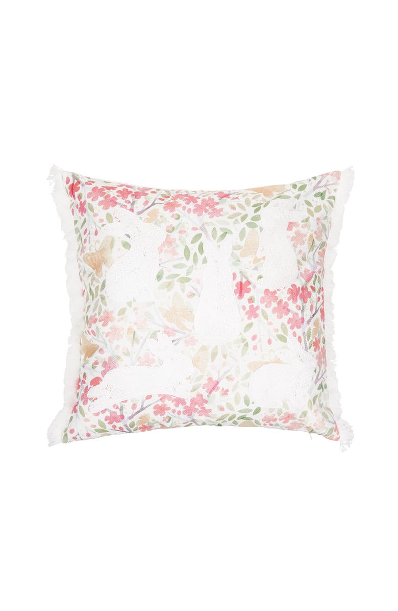 C&F Home Spring Silhouette Easter Bunnies Rabbits Accent Throw Pillow, 18" x 18", Main, color, Pink