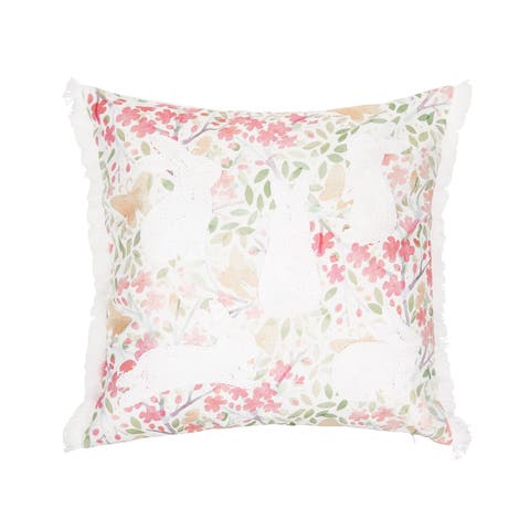 Spring Silhouette Easter Bunnies Rabbits Accent Throw Pillow, 18" x 18"