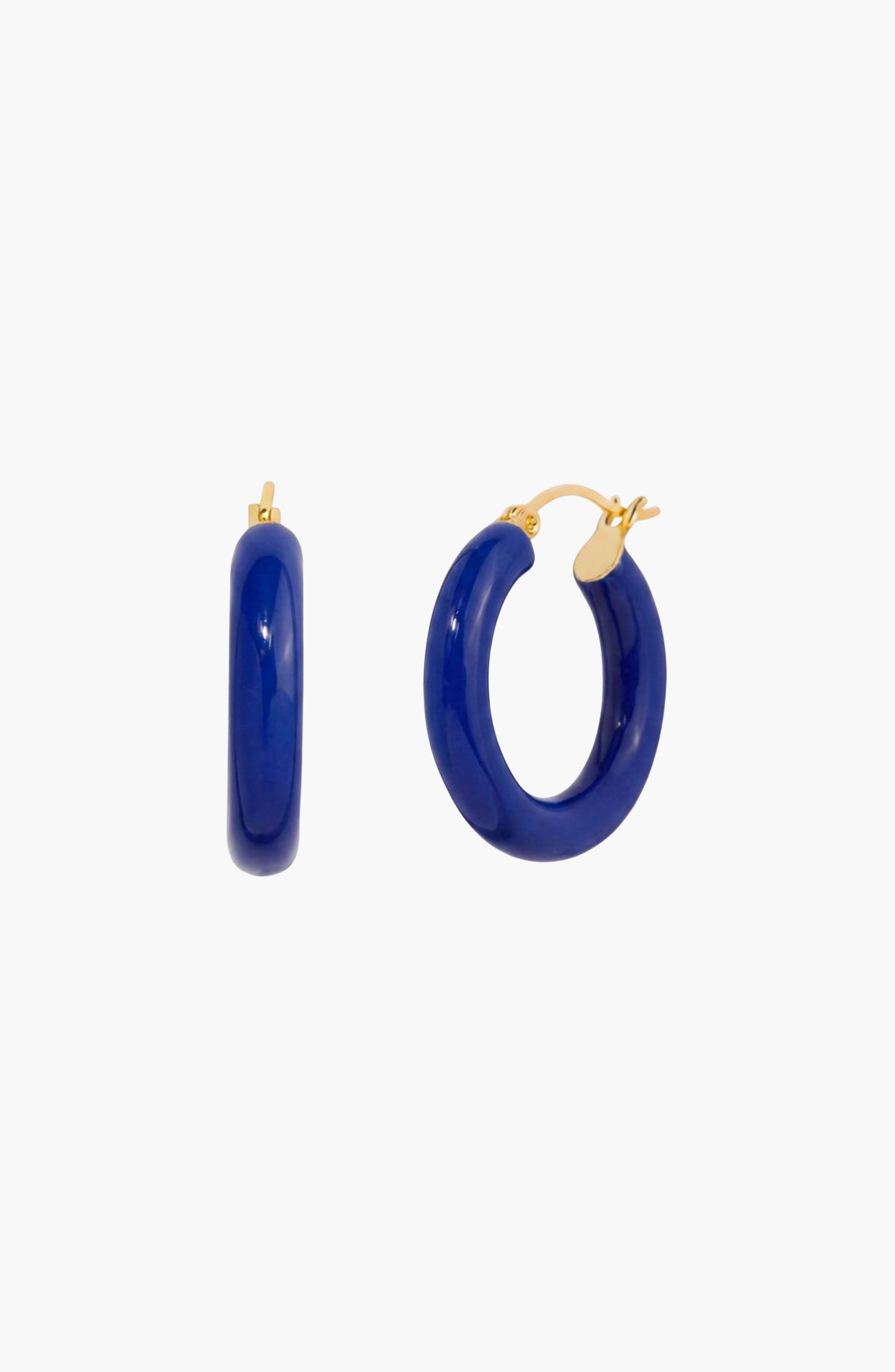 Little Sky Stone Sasha Enamel Hoop Earrings In Dark Blue