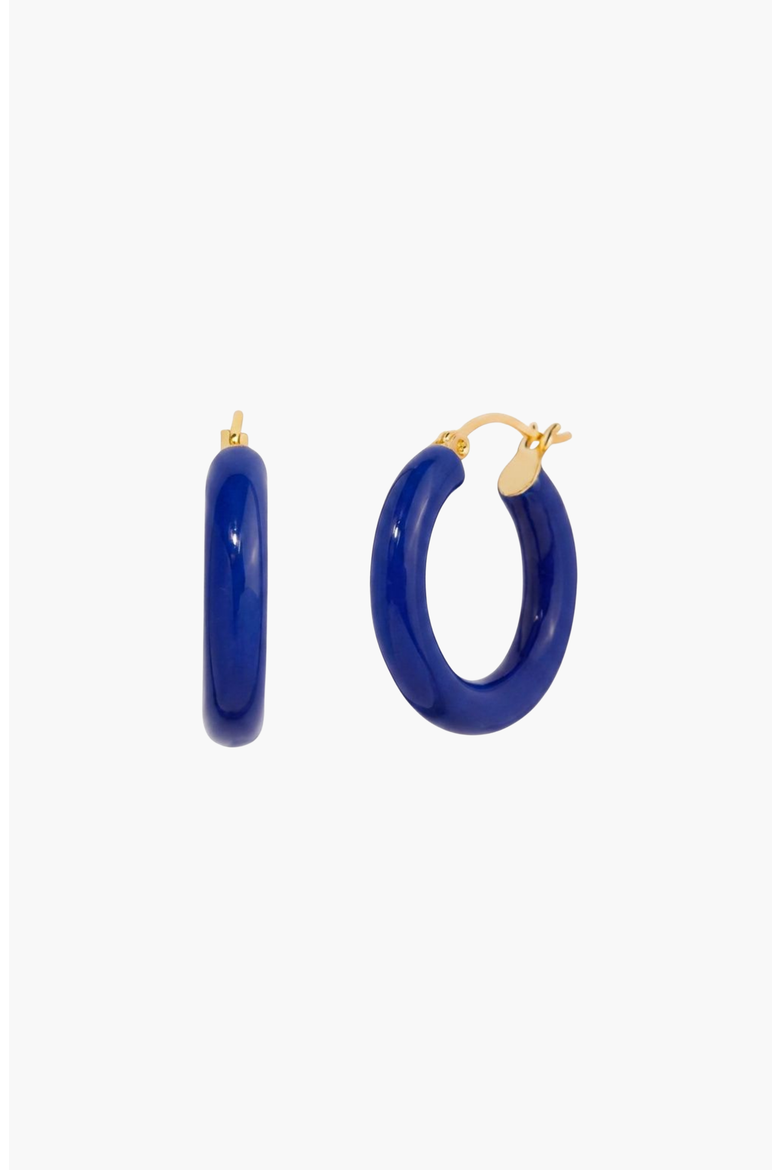 Sasha Enamel Hoop Earrings, Main, color, Dark Blue
