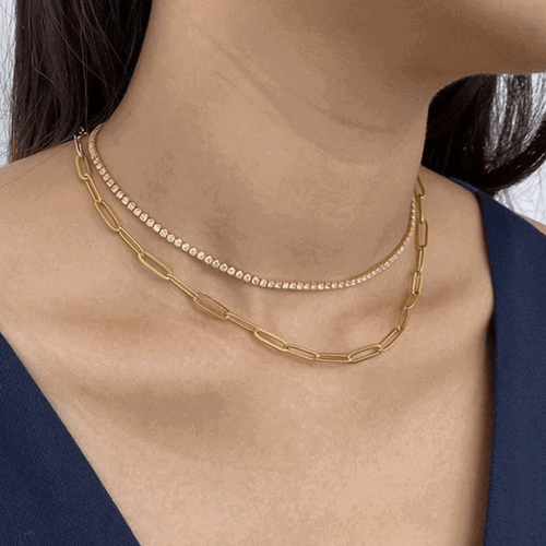 Hollywood Sensation Moonlit Tennis Necklace With Aaaaa Cubic Zirconia In Gold