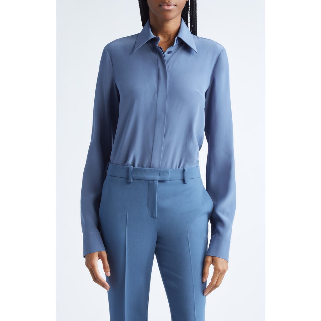 Michael Kors Collection Hansen Silk Crêpe De Chine Shirt In Blue