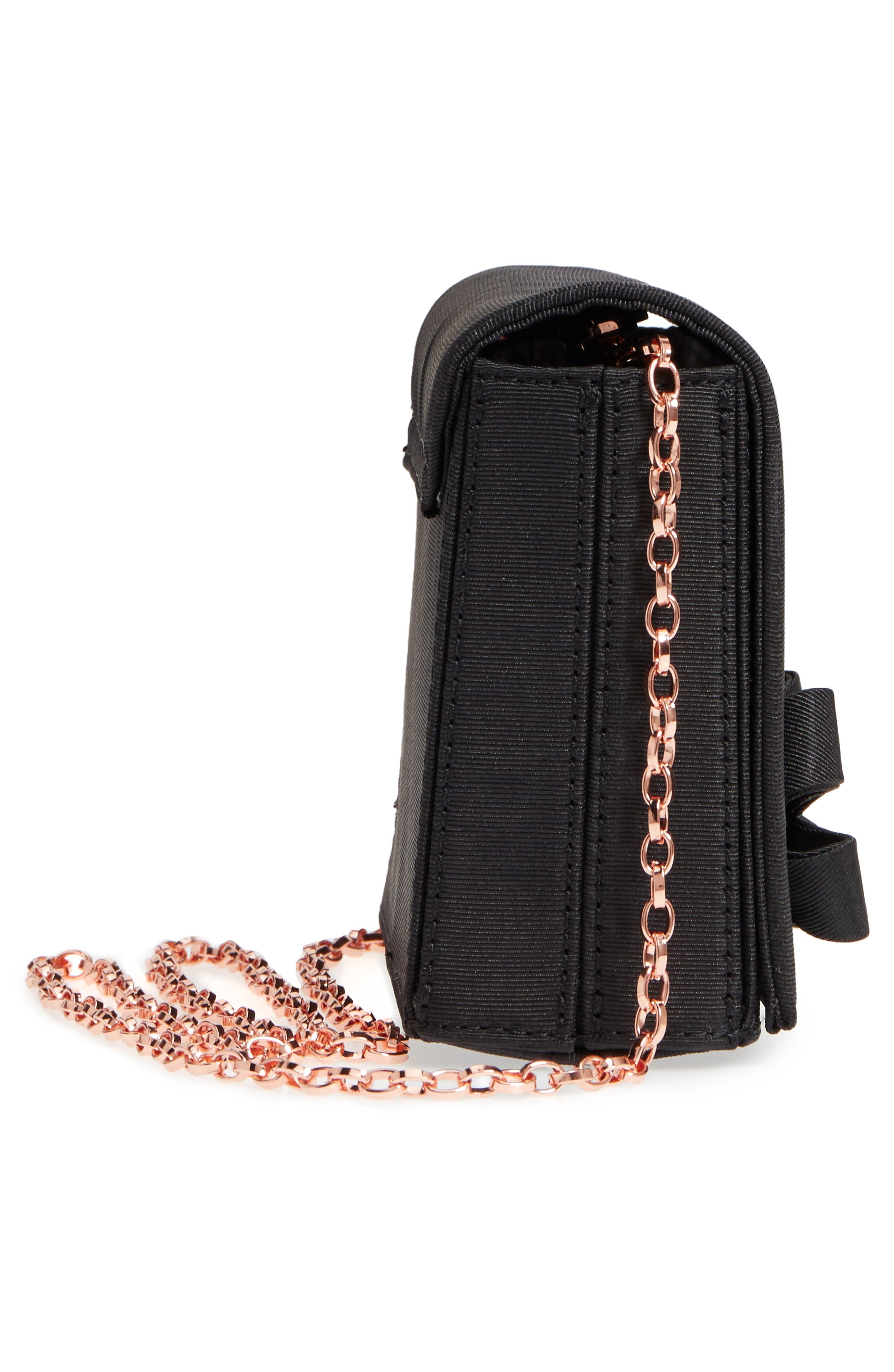 Looped Bow Clutch, Alternate, color, BLACK