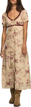 Lucky Brand Velvet Trim Midi Dress