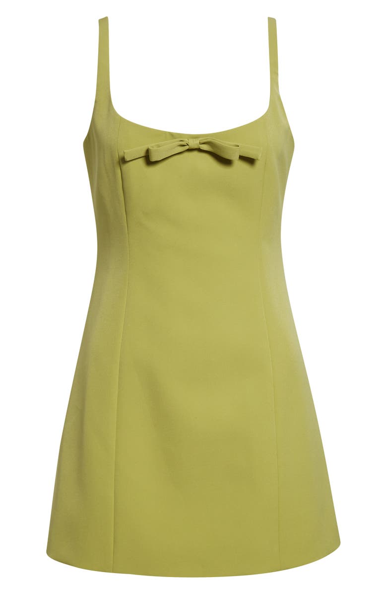 Sandy Liang Naomi Bow Detail Sponge Suiting Sheath Dress, Alternate, color, Chartreuse