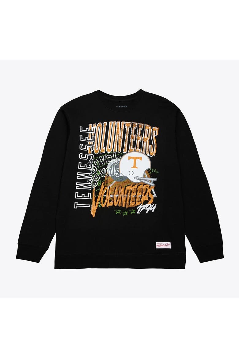 Men's Mitchell & Ness  Black Tennessee Volunteers Half Time Fleece Crewneck Sweatshirt, Main, color, Black