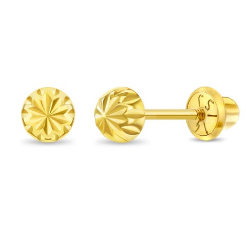14k 4mm Diamond Cut Girl Earrings