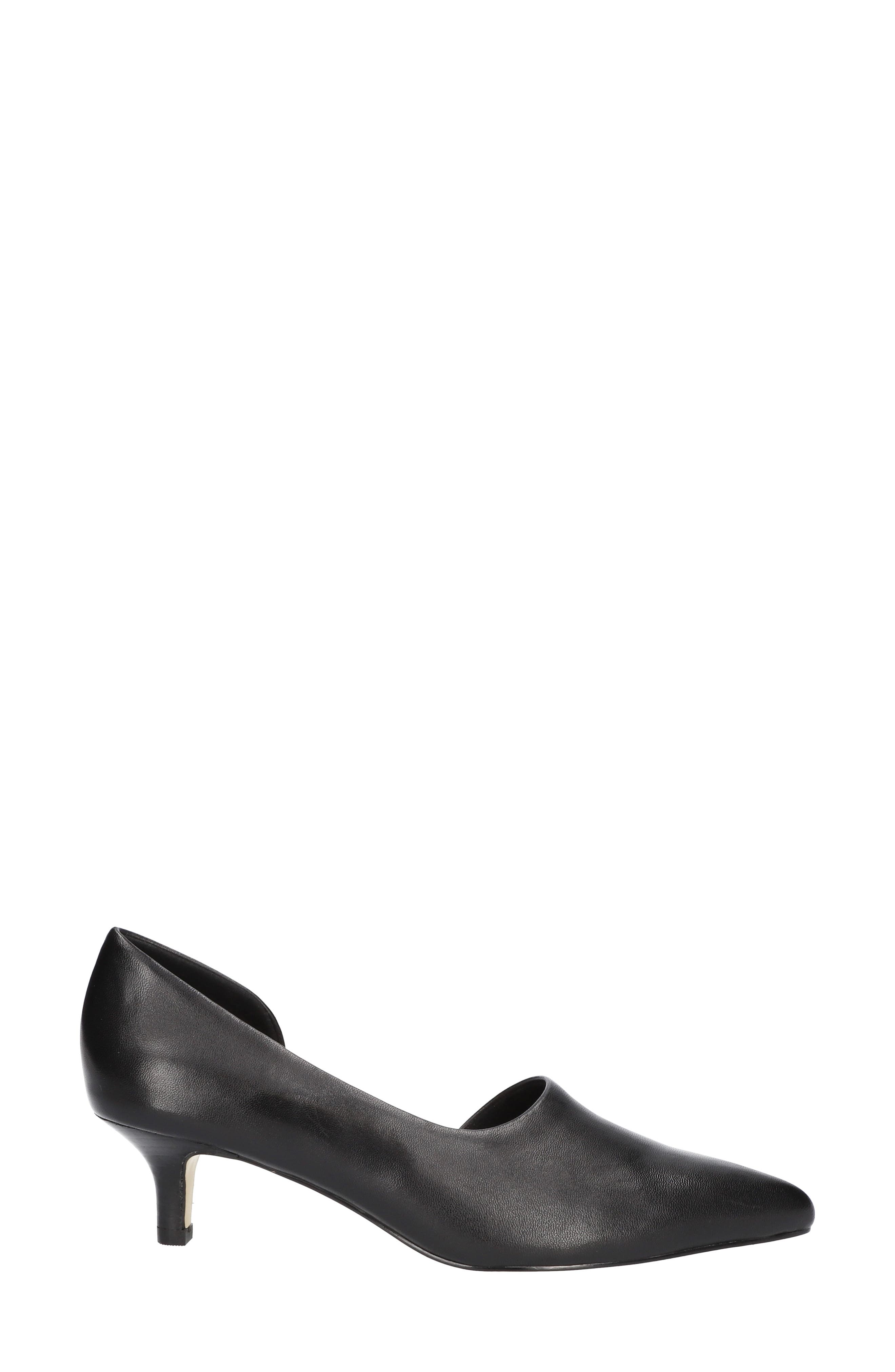 Quilla Kitten Heel Half d'Orsay Pump, Alternate, color, BLACK