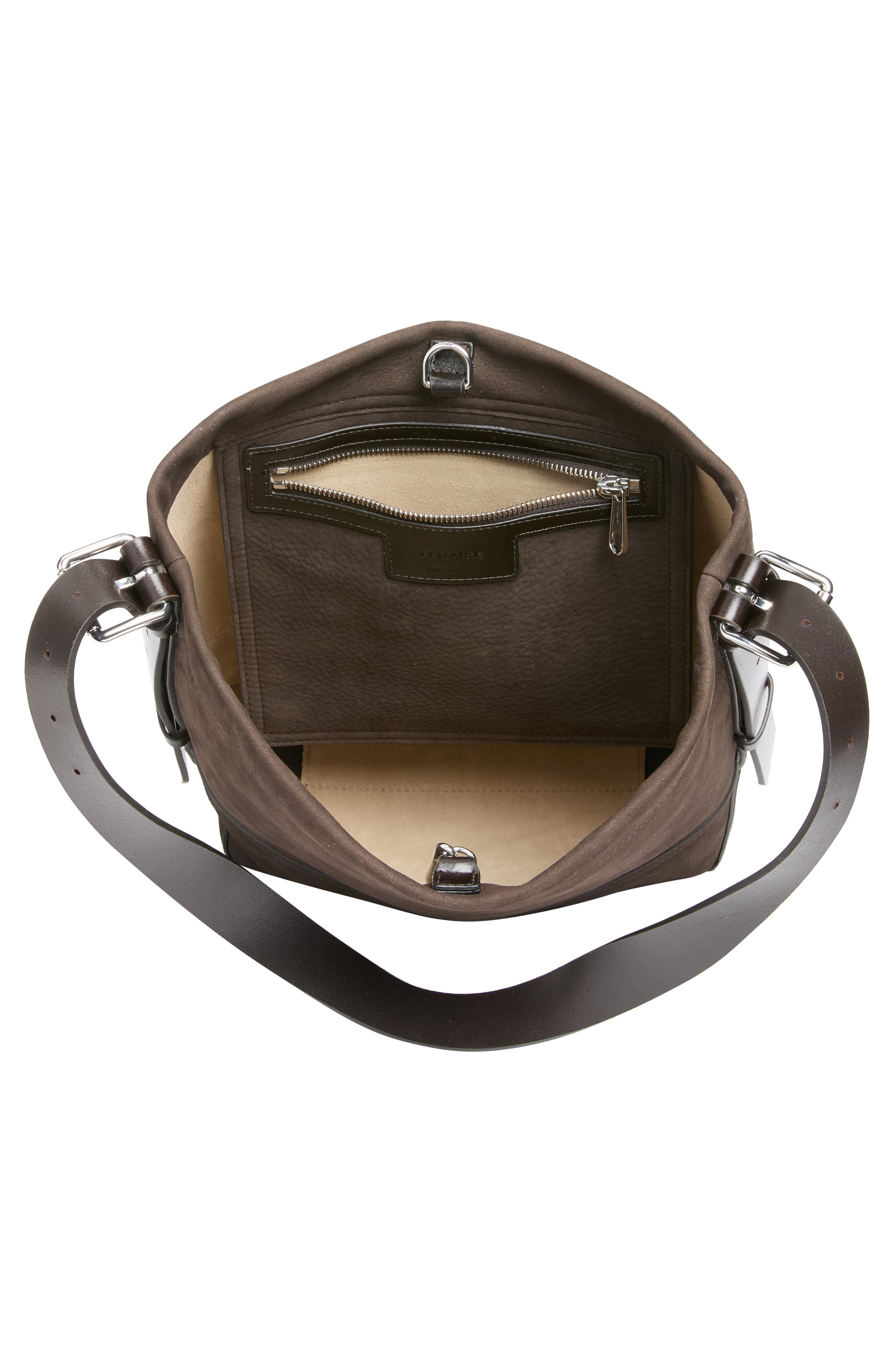 Small Belted Leather Tote, Alternate, color, EBONY BROWN