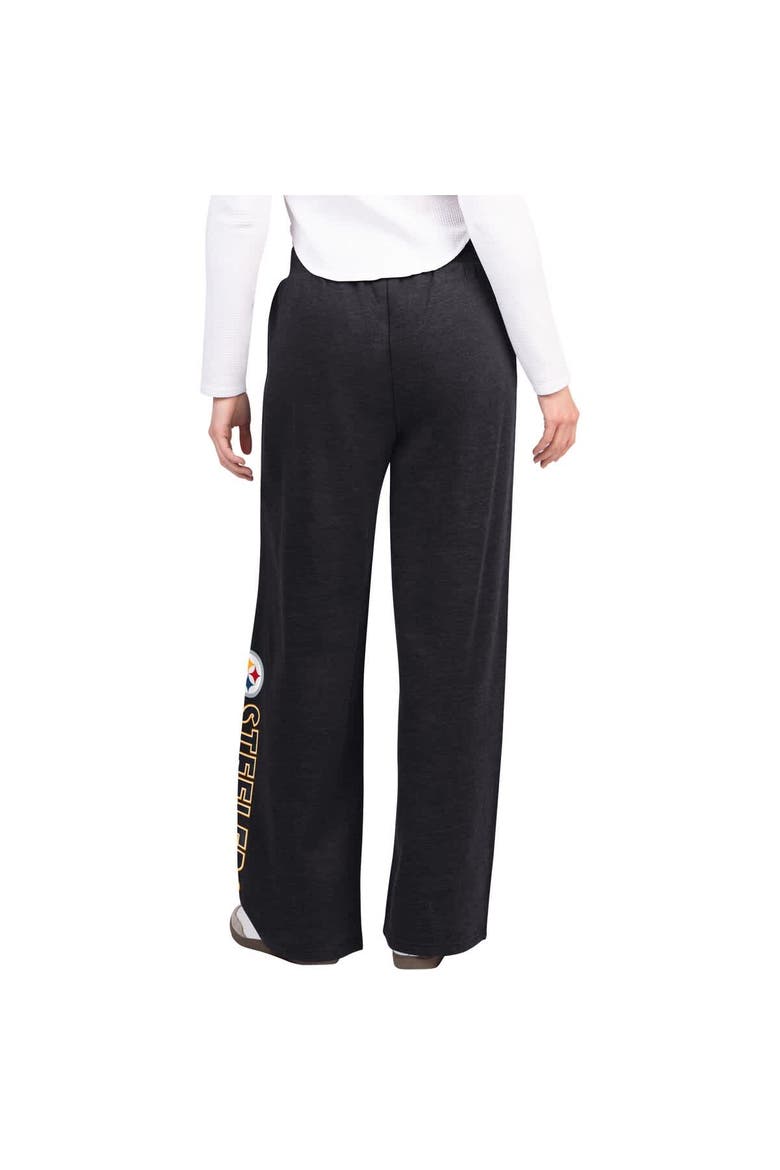 Women's G-III 4Her by Carl Banks Black Pittsburgh Steelers Field Wide Leg Sweatpants, Alternate, color, Black