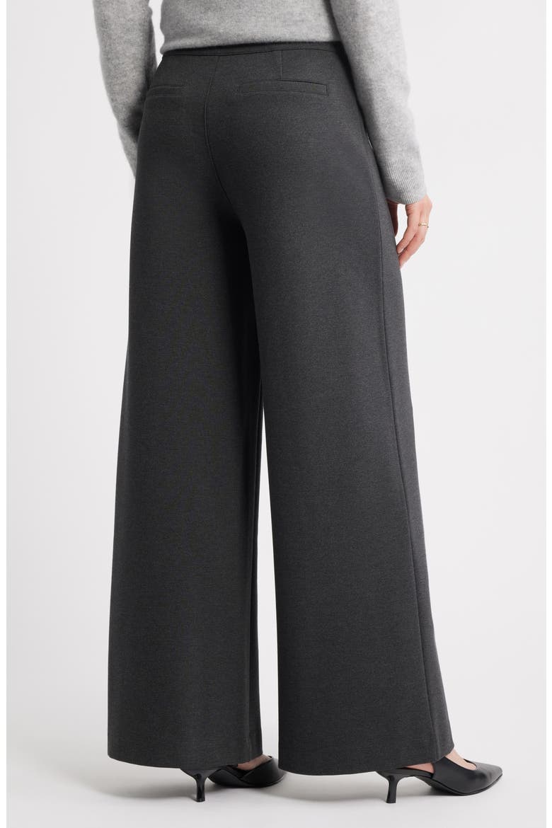 High Waist Wide Leg Ponte Pants, Alternate, color, GREY DARK CHARCOAL HEATHER