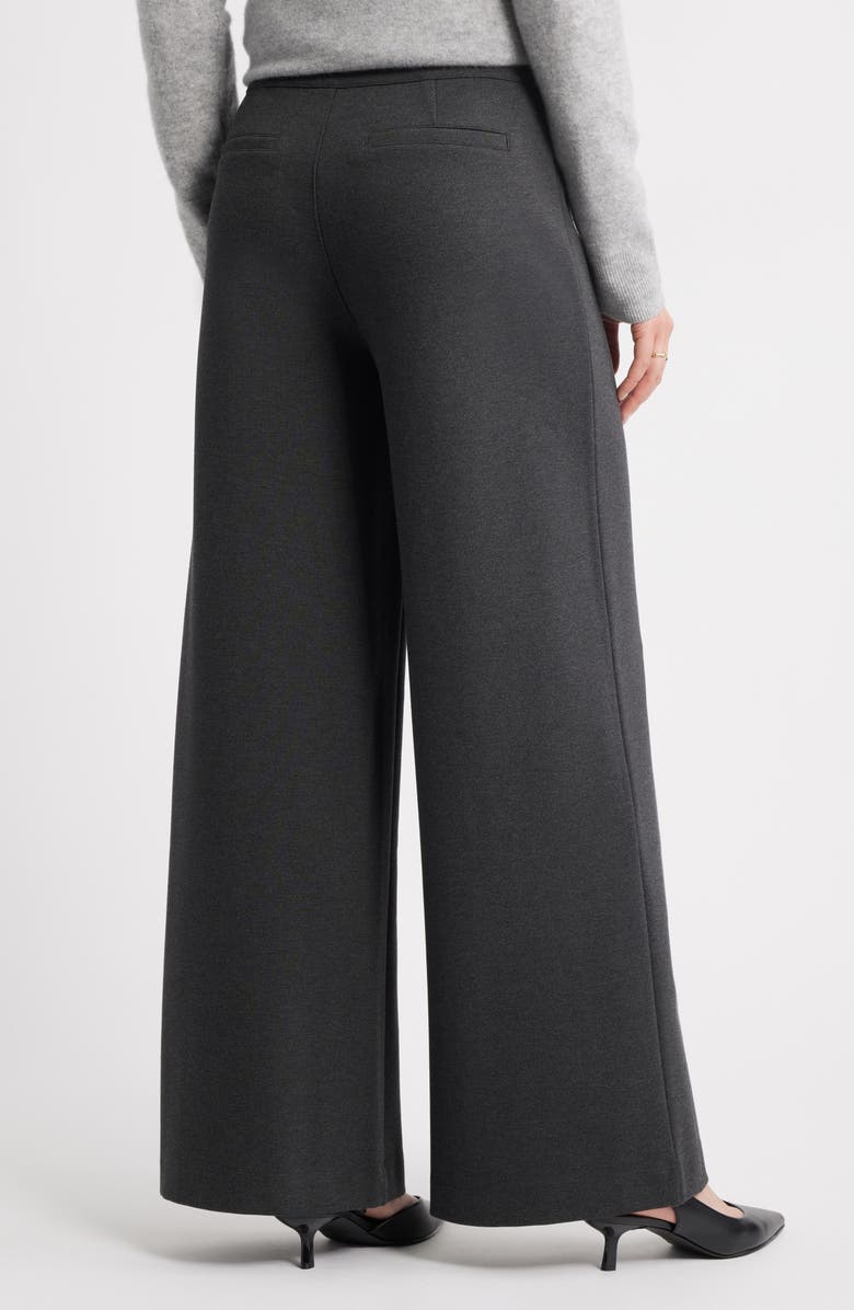 Caslon<sup>®</sup> High Waist Wide Leg Ponte Pants, Alternate, color, Grey Dark Charcoal Heather