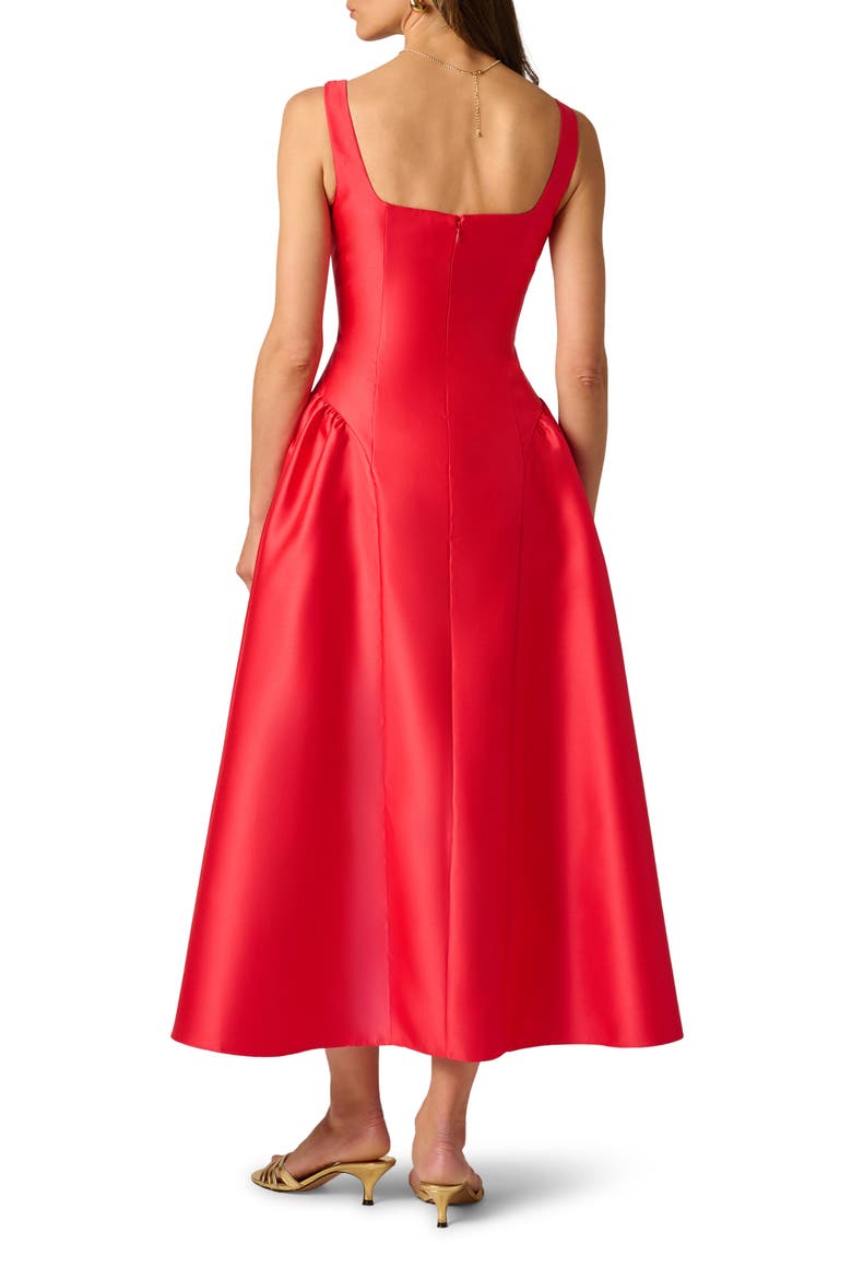 Shirred Mikado Cocktail Dress, Alternate, color, PERSIMMON