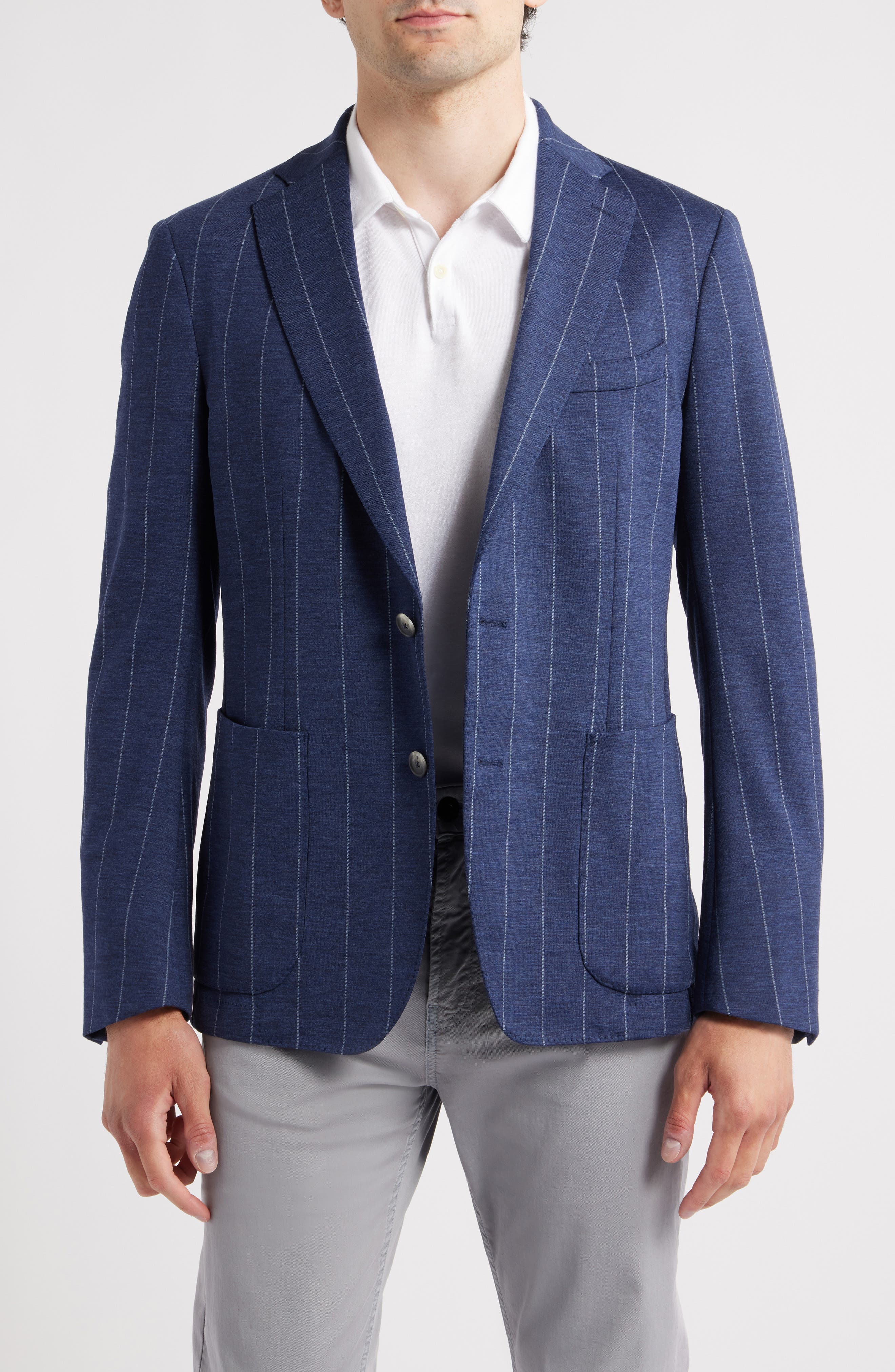 Emanuel Berg Virgin Wool Blend Sport Coat in Dark Blue 