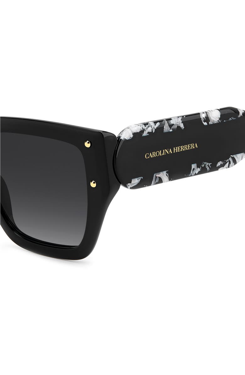 Carolina Herrera Her 53mm Gradient Square Geometric Sunglasses, Alternate, color, Black/ Dark Grey
