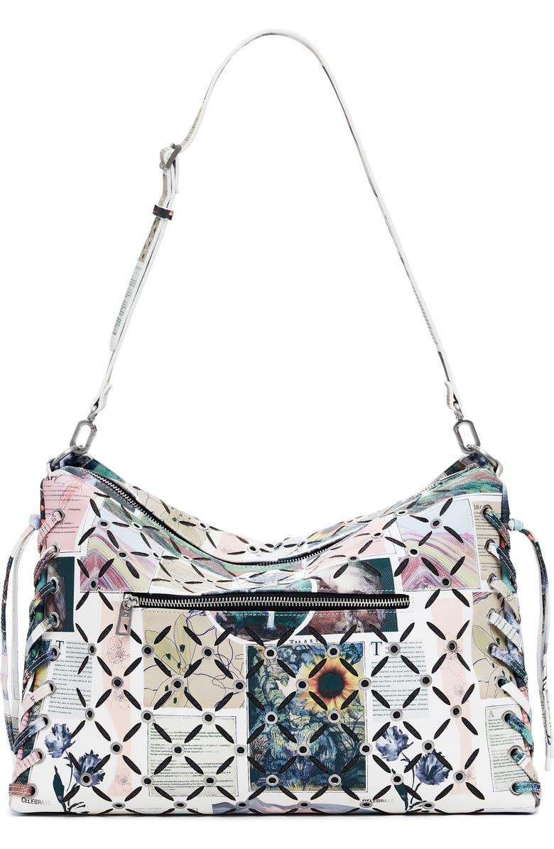 Desigual Medium Collage Perforated Crossbody Bag, Alternate, color, Off White
