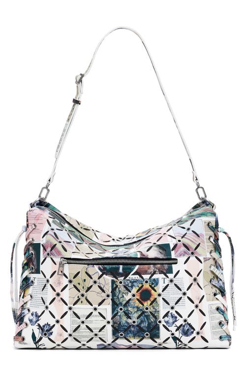 Desigual Medium Collage Perforated Crossbody Bag In White