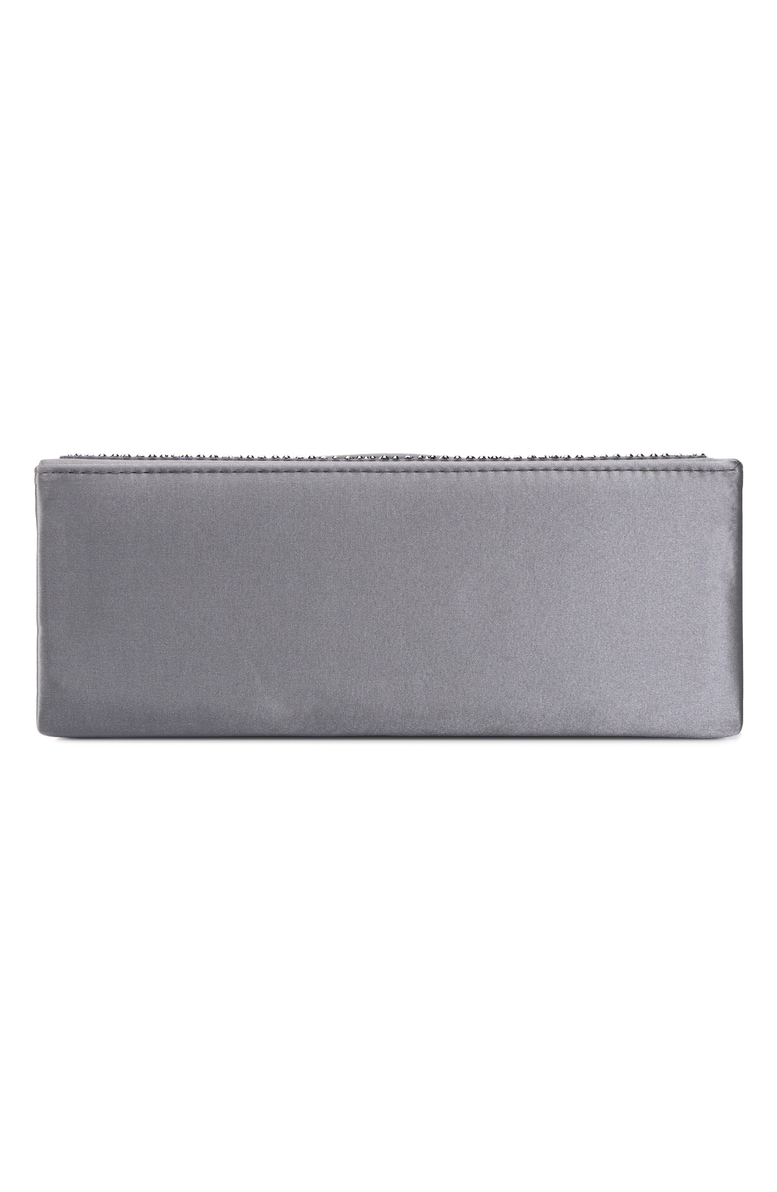 Linda Crystal Satin Clutch, Alternate, color, PEWTER