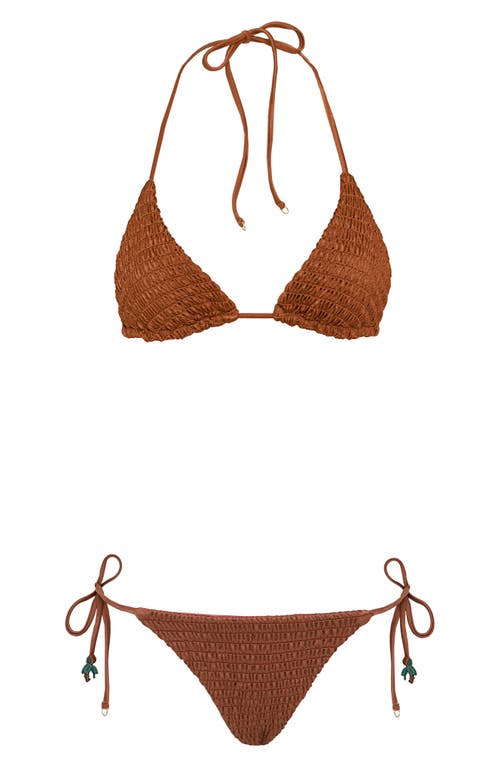 Maaji Golden San Sunflash Reversible Bikini Bottoms In Brown