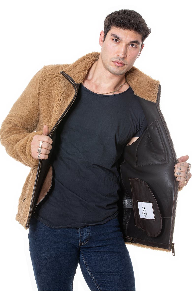 Furniq UK Lawrence Sheepskin Teddy Coat, Alternate, color, Camel