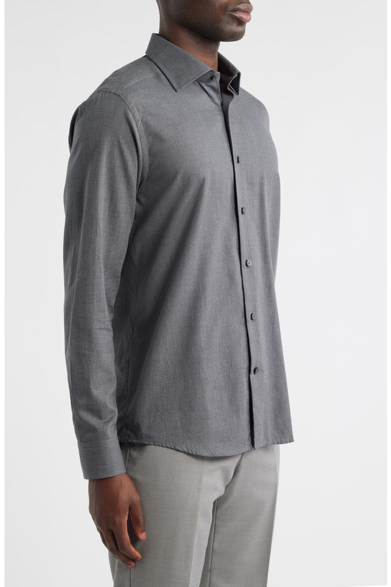 Leonard Cotton Button-Up Shirt, Alternate, color, CHARCOAL
