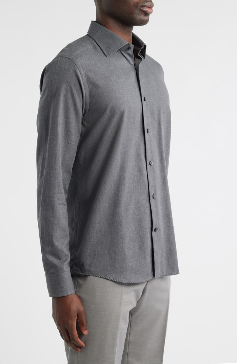Jack Victor Leonard Cotton Button-Up Shirt, Alternate, color, Charcoal
