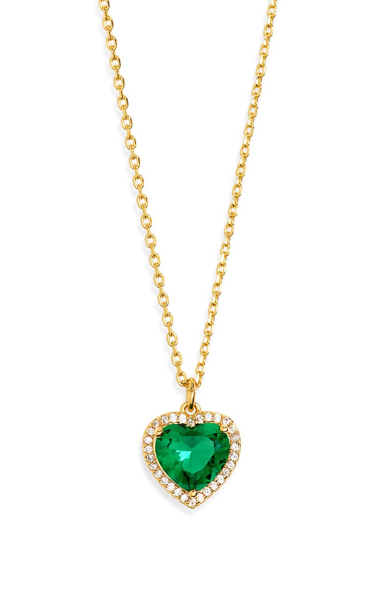 Kate Spade New York pavé heart pendant necklace, Alternate, color, Emerald