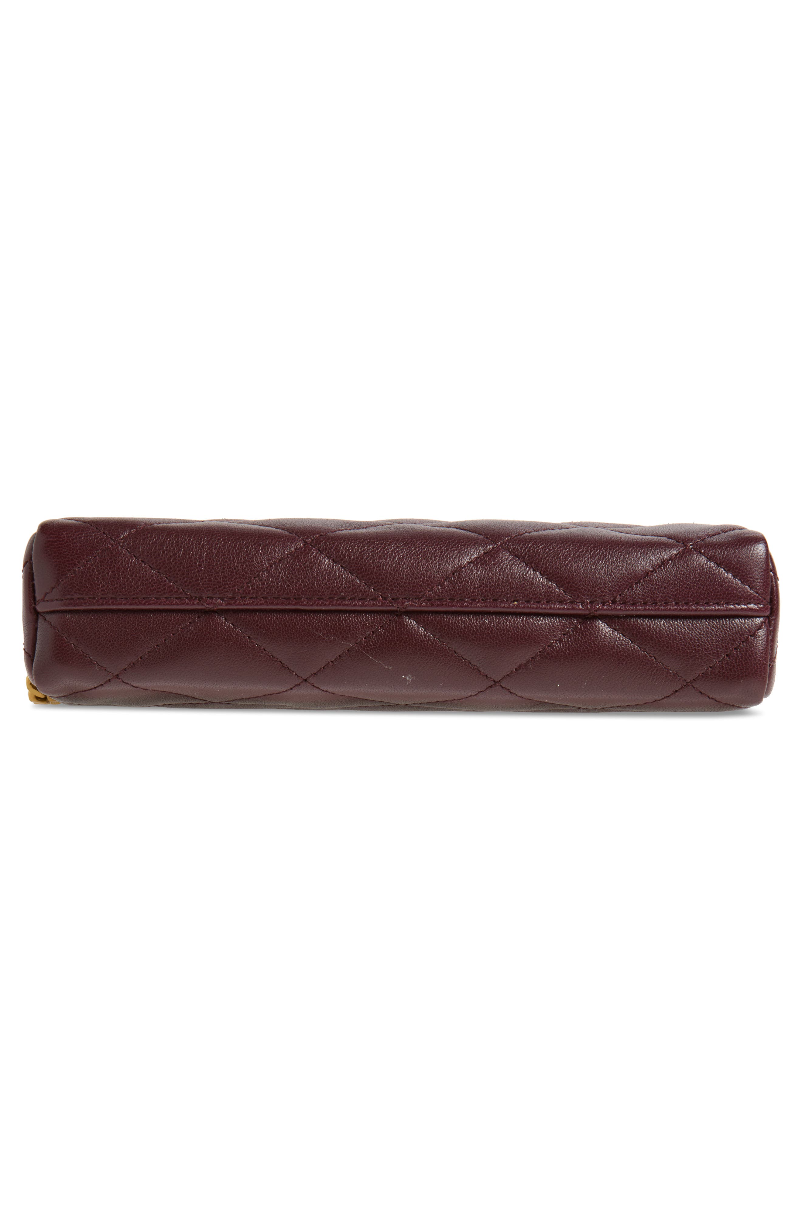 Cassandre Bijou Matelassé Leather Wristlet, Alternate, color, ROUGE CABERNET