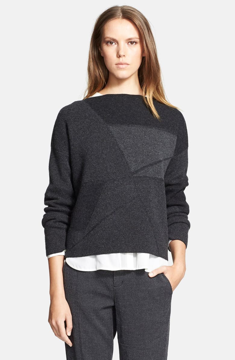 Vince Abstract Wool & Cashmere Boatneck Sweater, Main, color, 