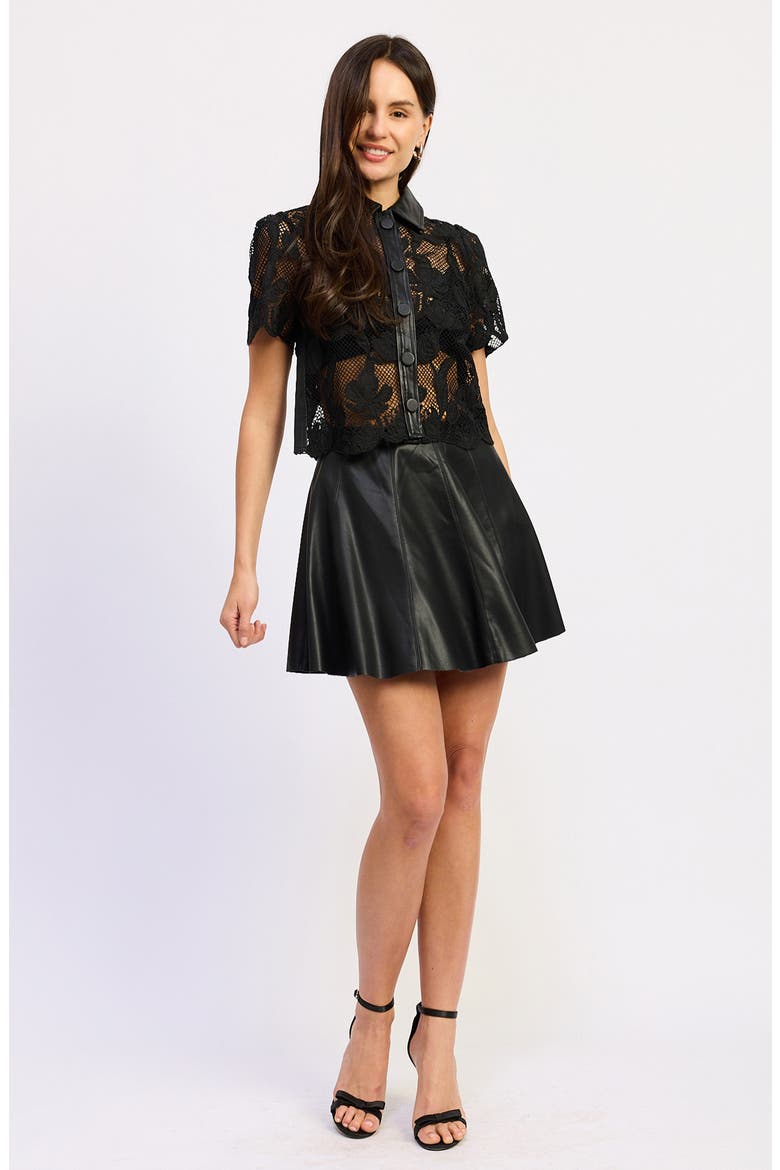 Aileen Faux Leather Miniskirt, Alternate, color, BLACK