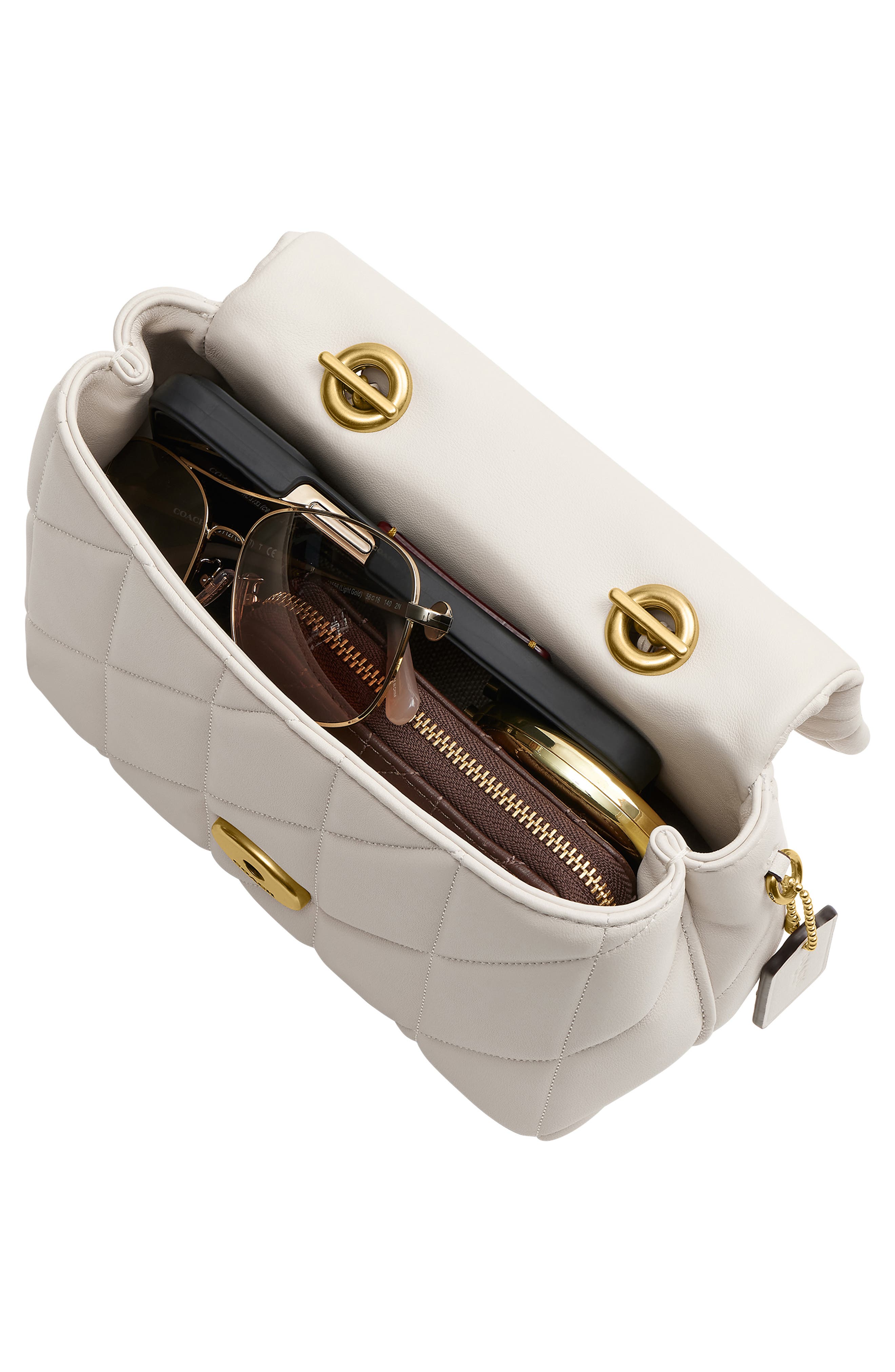 COACH Tabby Quilted Leather Convertible Top Handle Bag, Alternate, color, Chalk