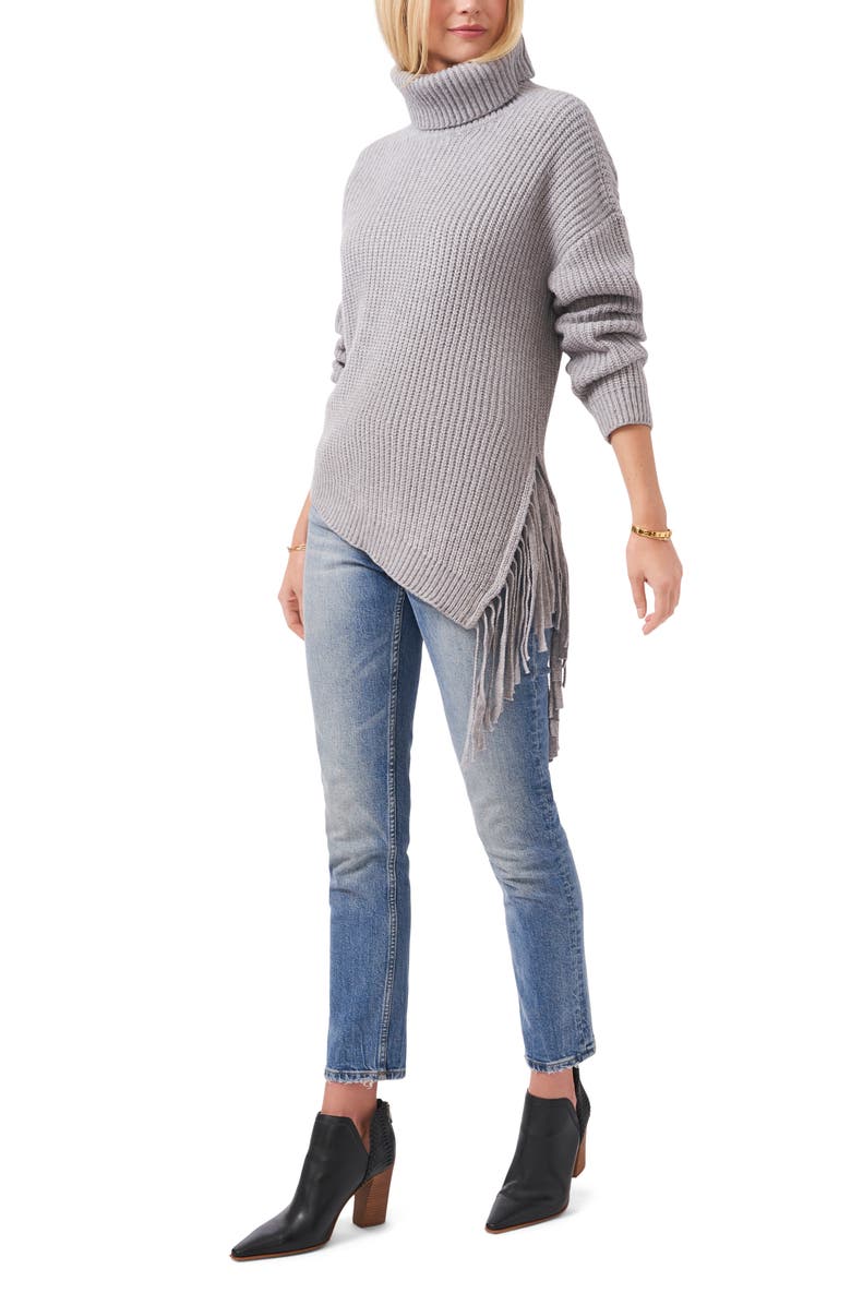 Vince Camuto Asymmetric Fringe Cotton Blend Sweater, Alternate, color, 