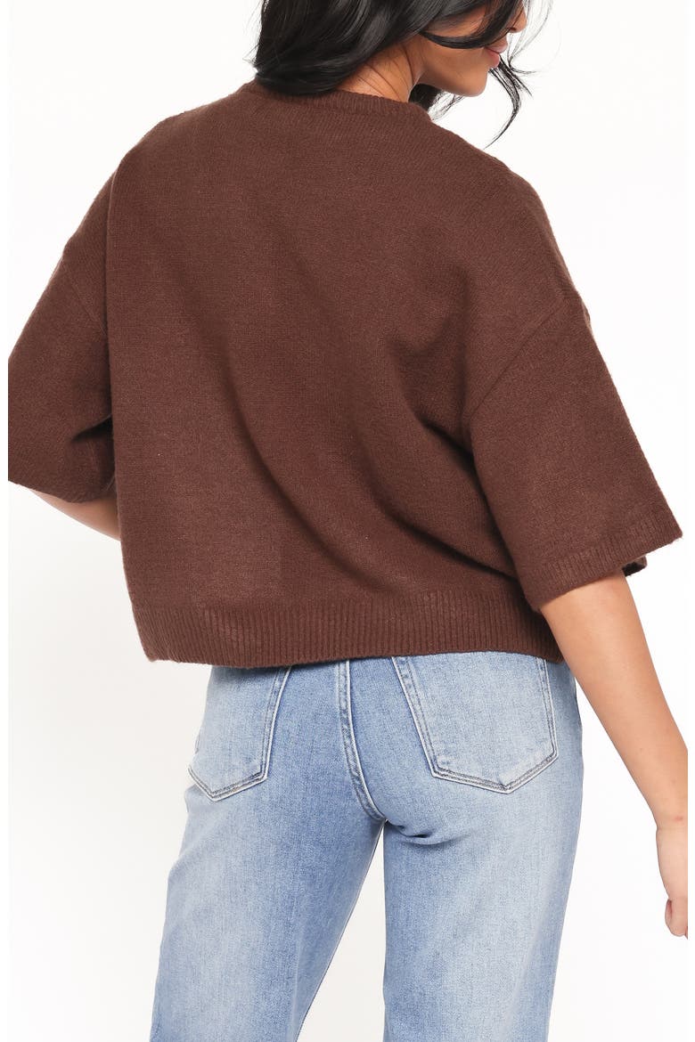 Lilith Elbow Sleeve Cardigan, Alternate, color, CHOCOLATE BROWN