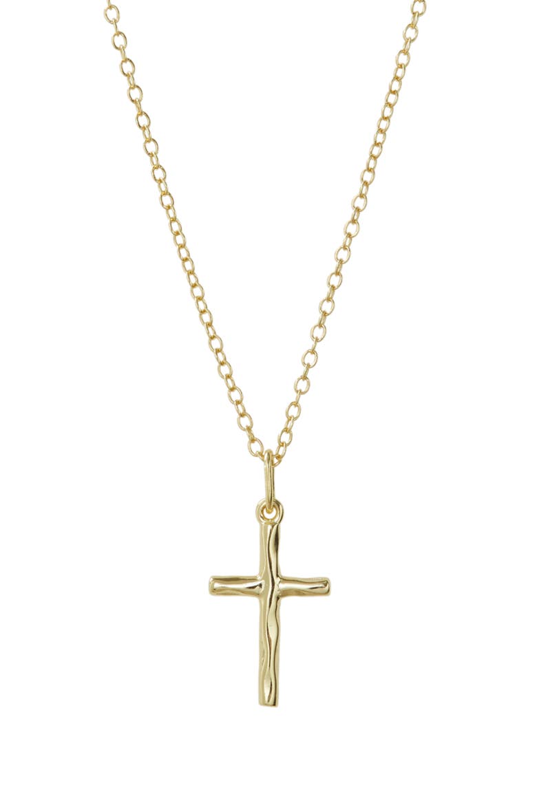 Hammered Cross Pendant Necklace, Main, color, GOLD