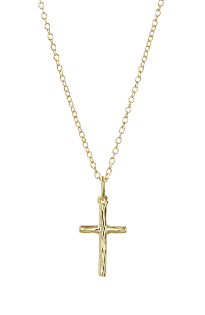 ARGENTO VIVO Hammered Cross Pendant Necklace, Main, color, 