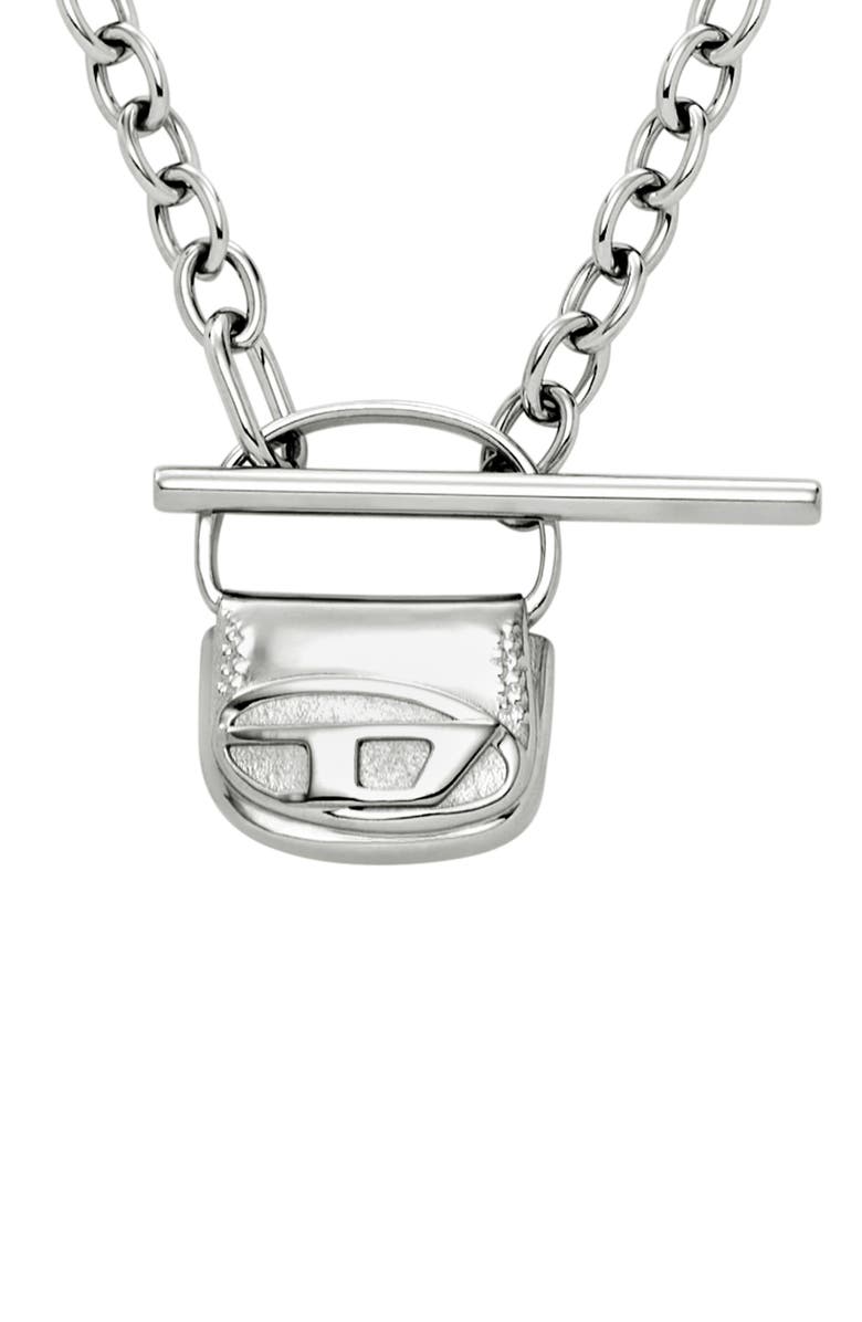 DIESEL<sup>®</sup> 1DR Pendant Toggle Chain Necklace, Main, color, Silver