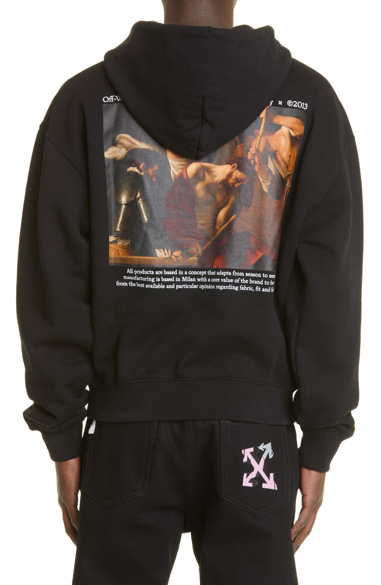 Off-White Men's Caravaggio Crowning Over Cotton Graphic Hoodie, Alternate, color, 