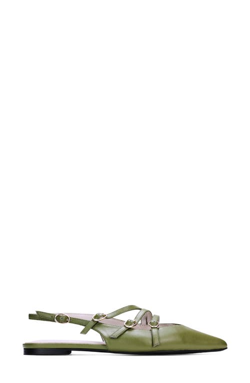 Yosi Samra Ava Slingback Pointed Toe Flat In Green