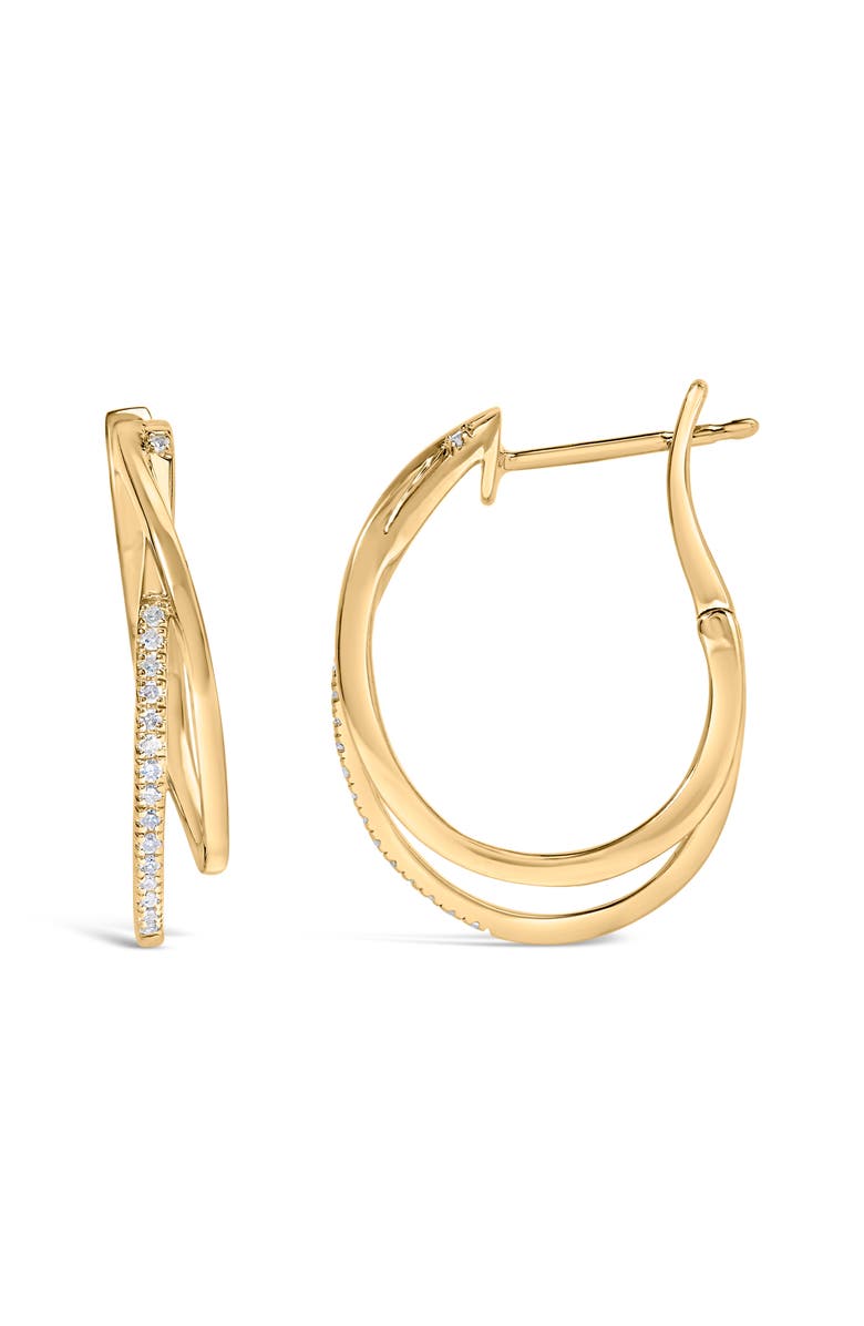 Haus of Brilliance 14K Yellow Gold Plated Silver 1/10 Cttw Diamond Wrapped Hoop Earrings, Alternate, color, Yellow