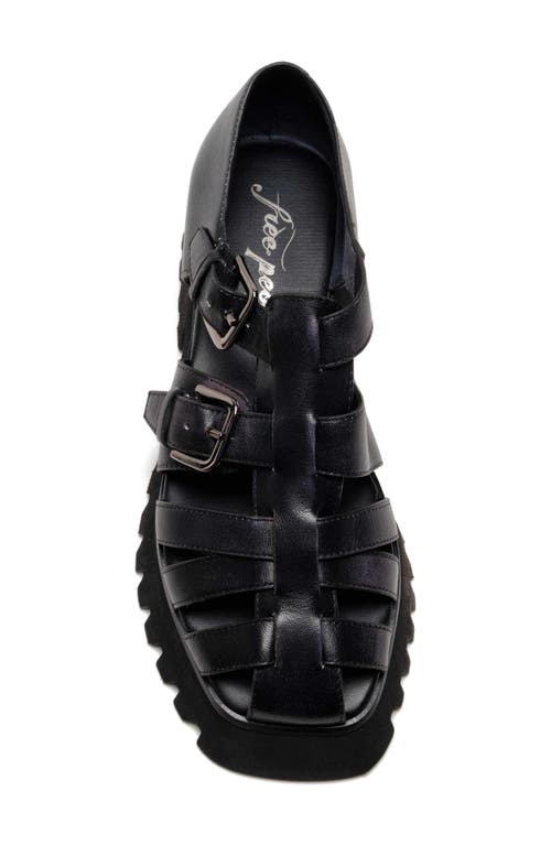 Free People Janis Fisherman Sandal In Black Leather