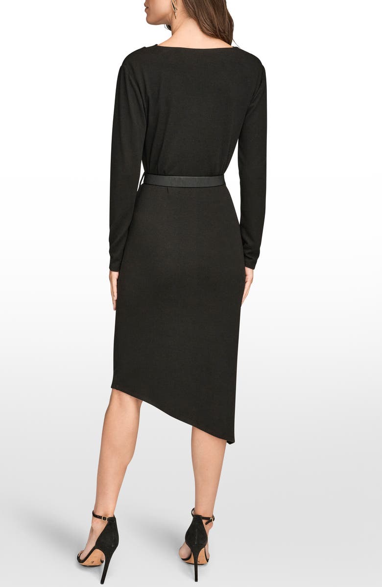 Donna Karan New York Long Sleeve Cowl Neck Sheath Dress, Alternate, color, Black