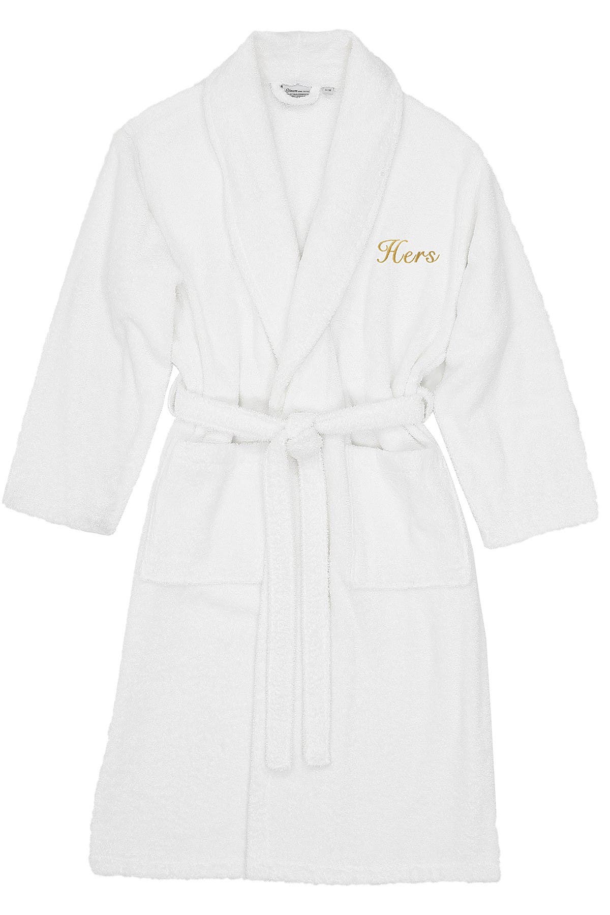 Linum Home Textiles Embroidered 'Hers' Terry Bathrobe