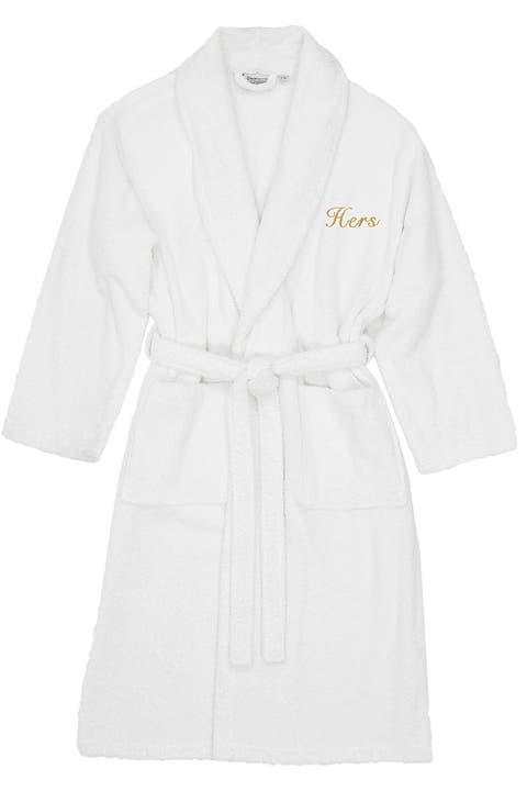 Embroidered 'Hers' Terry Bathrobe